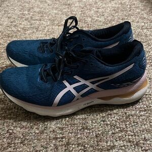 Asics Women's Navy and White Athletic Shoes